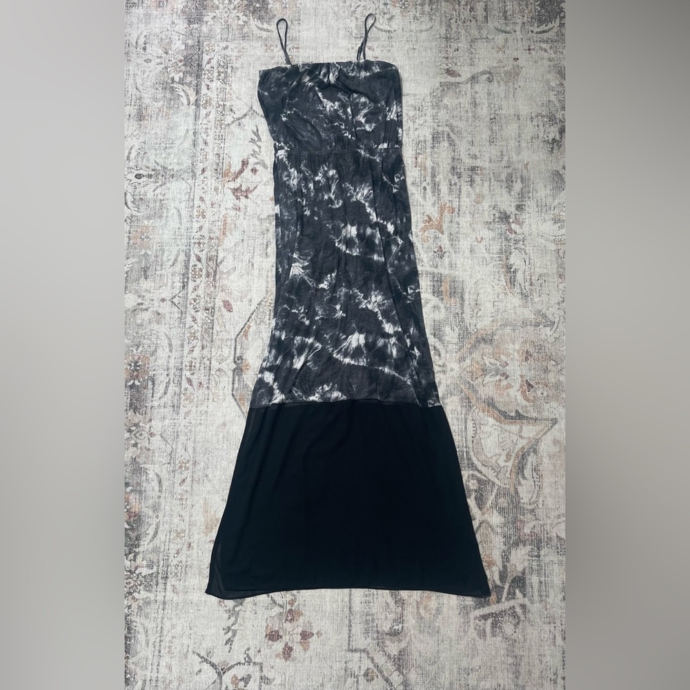 Express Black and white tie dye maxi dress with removable straps